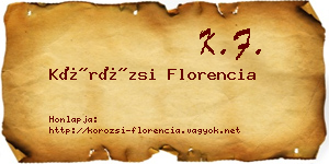 Körözsi Florencia névjegykártya